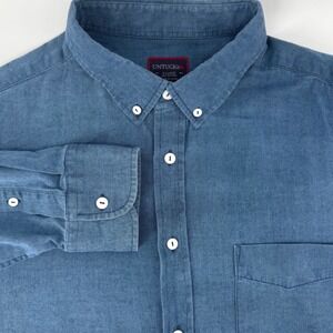 UNTUCKit Mens XL Blue Jean Cotton Button Down Shirt Long Sleeve Chest Pocket